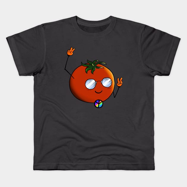 Hippie Tomato with Sunglasses Kids T-Shirt by OurSimpleArts